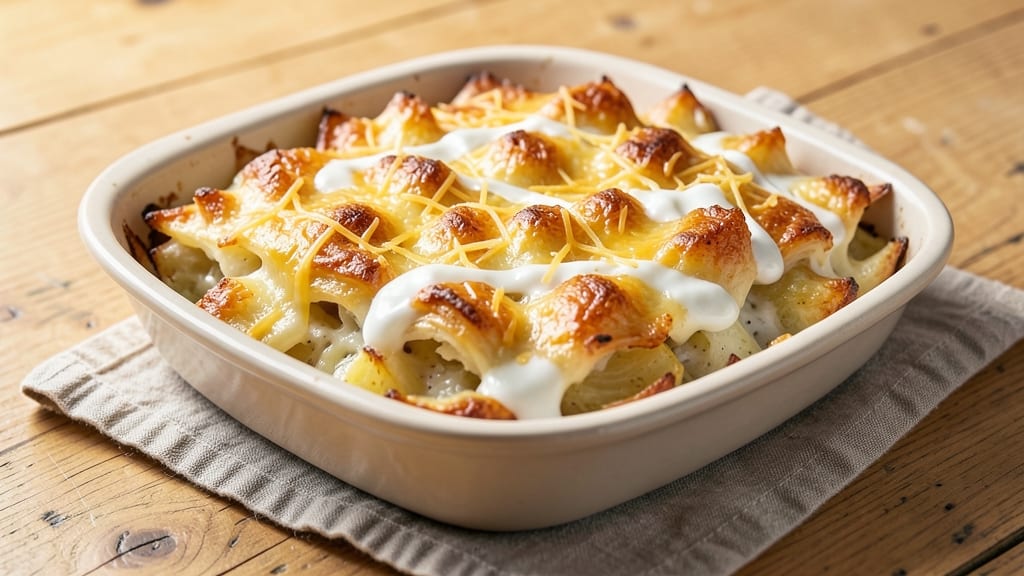 Au Gratin Potato Recipe with Sour Cream: Crispy Cheese Crust Over Velvety Spuds