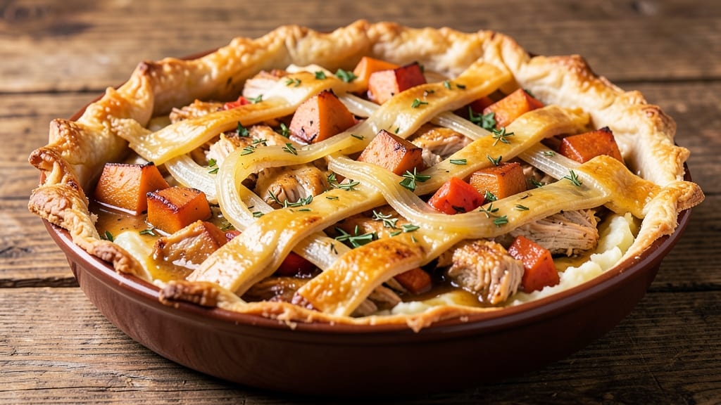 Sweet Potato Chicken Pot Pie Recipe: Herb-Infused Crust Over Savory-Sweet Filling