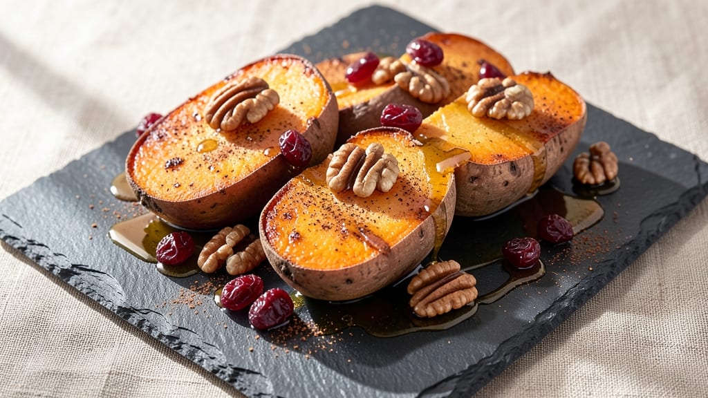 Sweet Potato Walnut Cranberry Recipe: Roasted Trio With Nutty-Sweet Crunch