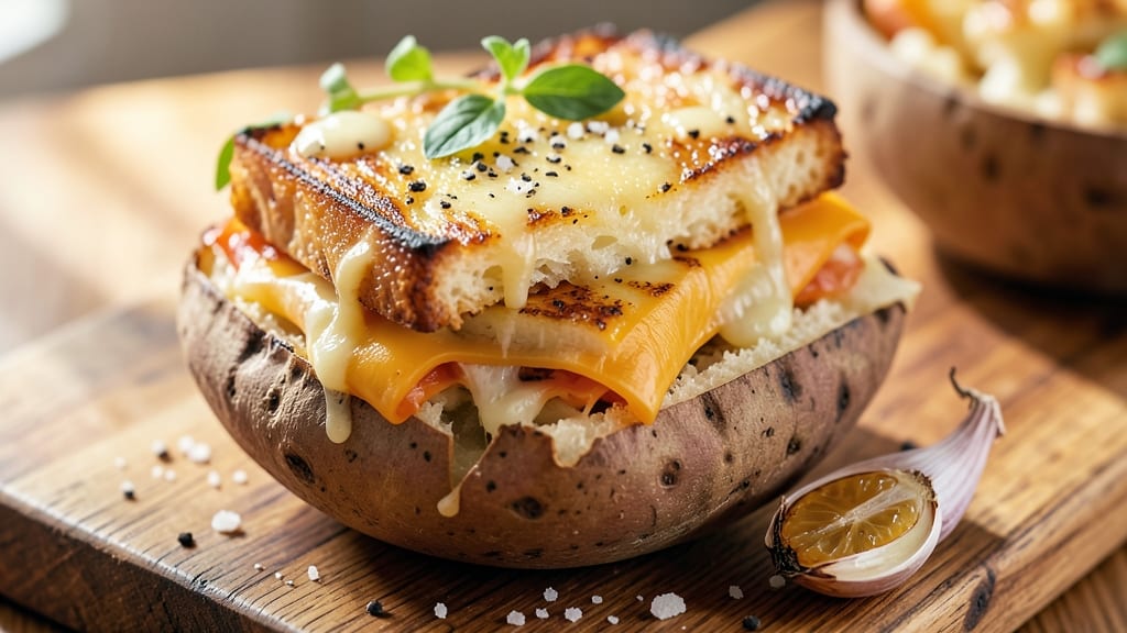 Baked Potato Grilled Cheese Recipe: Crispy-Crusted Cheese Sandwich With Fluffy Spuds