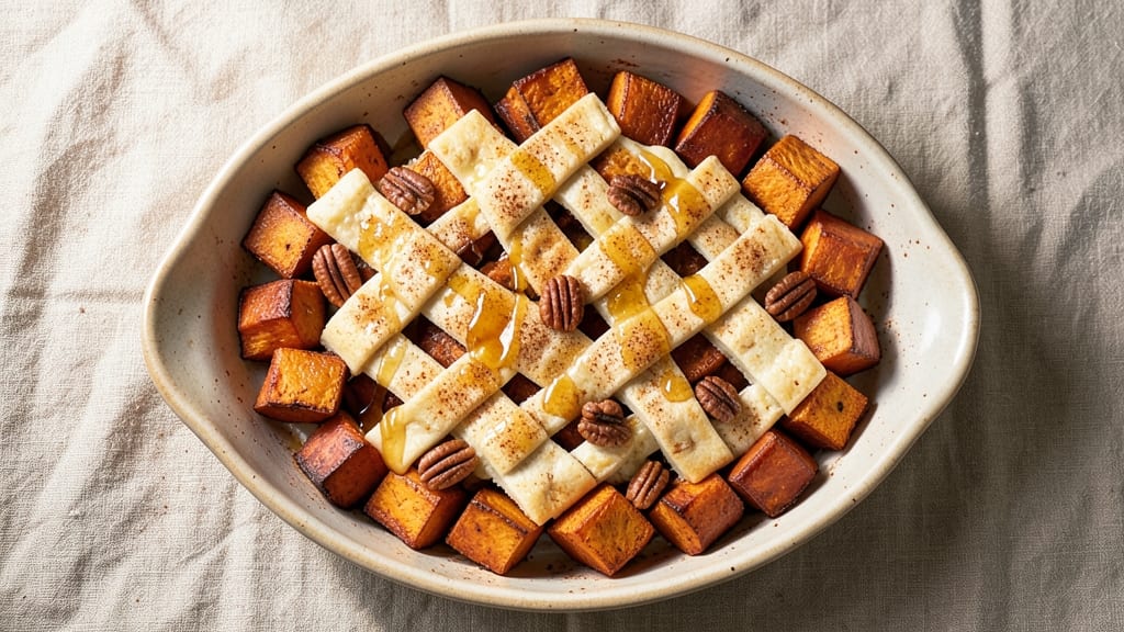 Sweet Potato Rosh Hashanah Recipe: Crispy Lattice Crunch Over Spiced Sweet Potato Filling