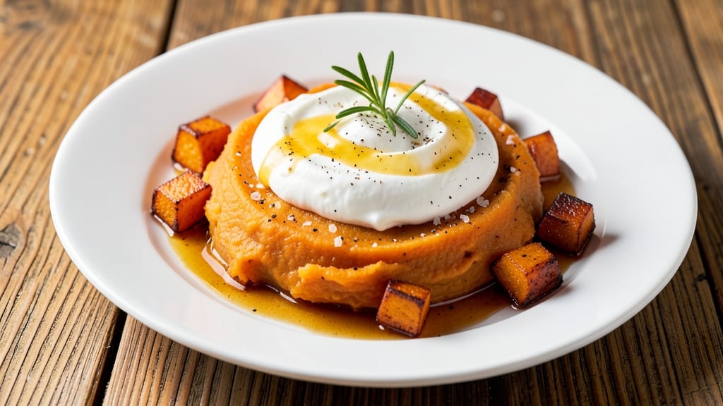 Sweet Potato and Sour Cream Recipe: Velvety Mash With Tangy Cream Swirl