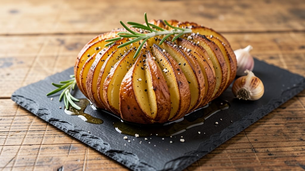 Baked Hasselback Potato Recipe: Crispy Lattice Edges and Fluffy Interiors