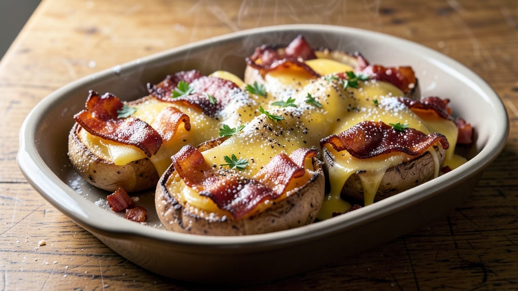 Bacon Cheddar Potato Skins Recipe: Crispy Lattice Crunch With Melty Cheese Layers