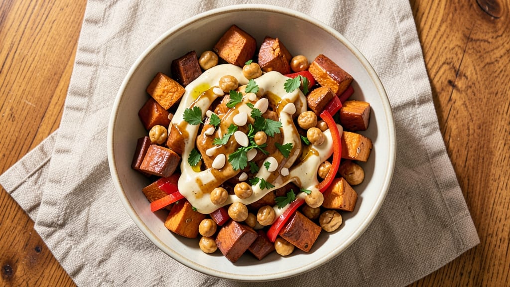 Sweet Potato Salad Recipe Vegan: Roasted Roots With Crunchy Tahini Dressing