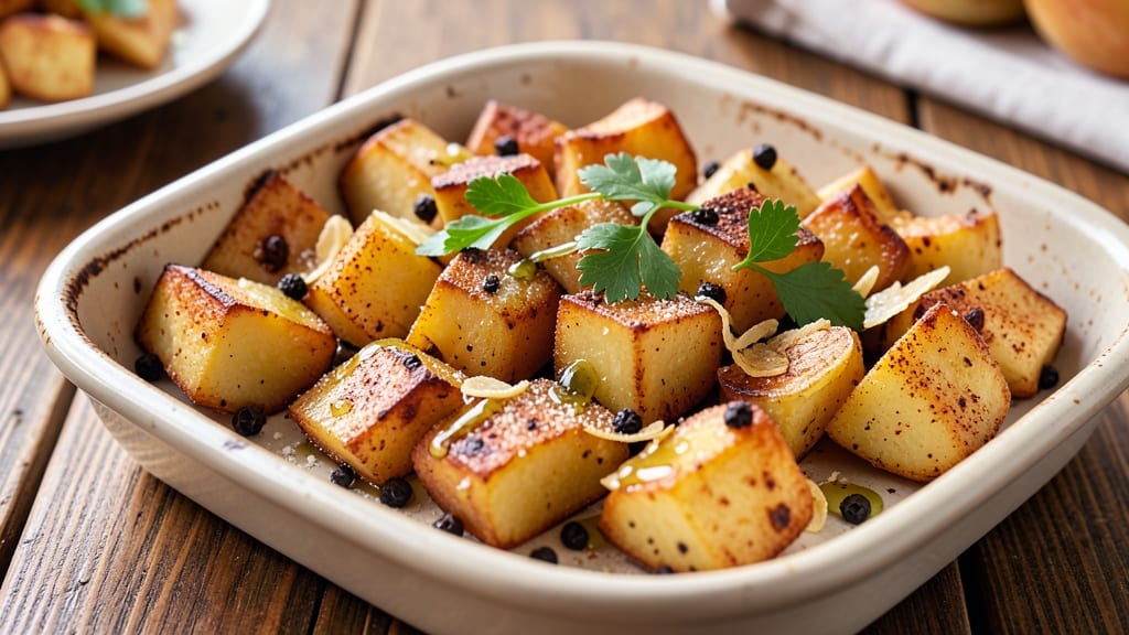Baked Potato Pieces Recipe: Crispy Bites With Herbed Cheese Twist