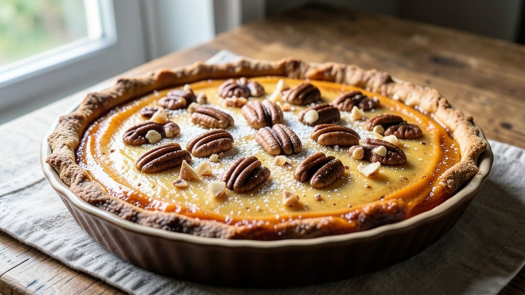 Sweet Potato Praline Pie Recipe: Nutty-Caramel Crunch With Spiced Custard Bliss