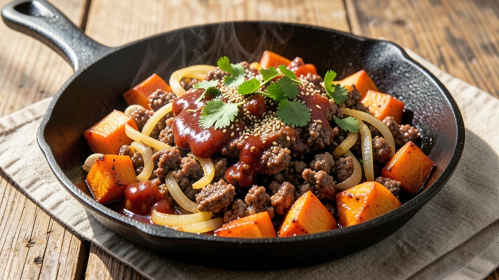 Southwest Skillet Ground Beef and Sweet Potato Recipe: Smoky Cumin and Lime Zest Harmony