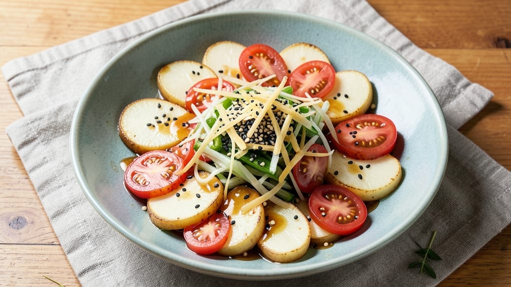 Authentic Japanese Potato Salad Recipe: Crispy Mayonnaise-Free with Soy-Ginger Zing