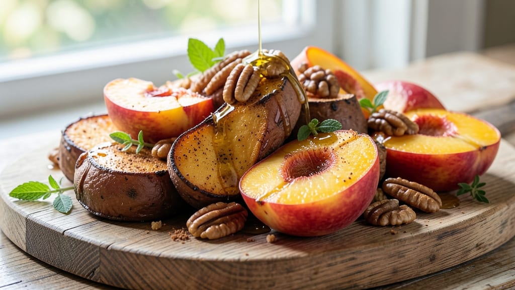 Sweet Potato And Peaches Recipe: Caramelized Sweetness With Spiced Cinnamon Crunch