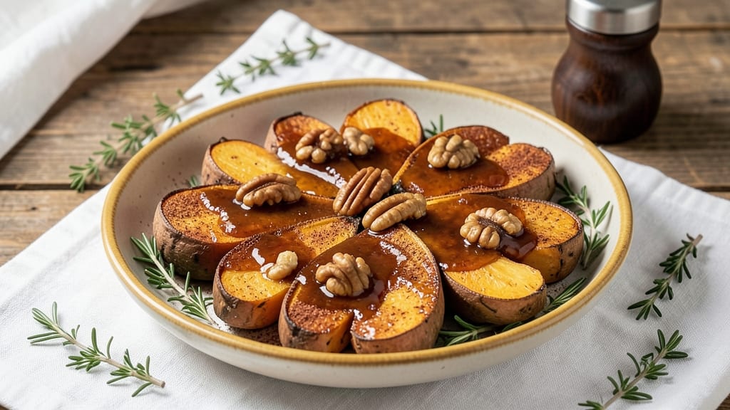 White Sweet Potato Dessert Recipe: Caramelized Cinnamon Mash with Toasted Pecan Crown