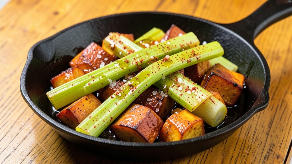 Sweet Potato and Celery Recipe: Roasted Spice Harmony With Charred Edges