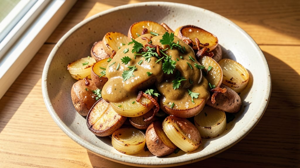 Authentic Warm German Potato Salad Recipe: Crispy Boiled Potatoes in Tangy Mustard-Vinegar Dressing