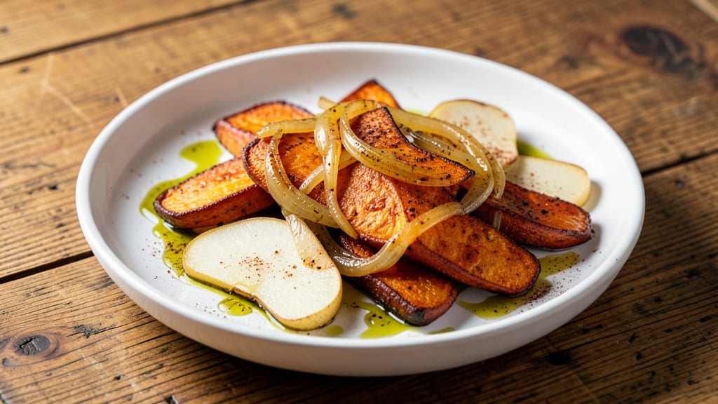 Sweet Potato Pear and Onion Recipe: Caramelized Trio With Warm Spice Harmony