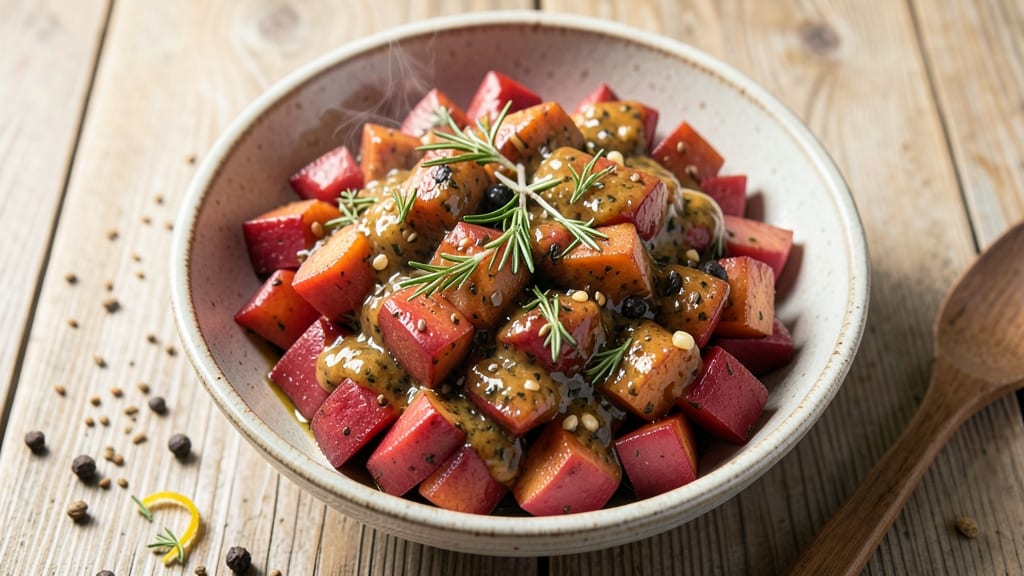 Baked Red Potato Salad Recipe: Warm Spiced Cubes With Crunchy Herb Topping