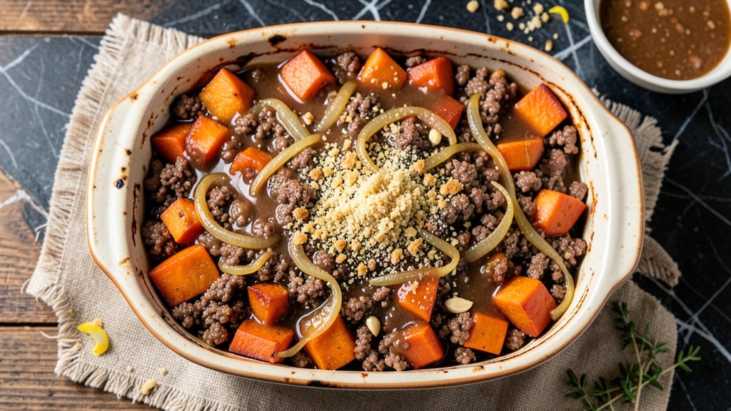 Sweet Potato Ground Beef Casserole Recipe: Crispy Top, Cheesy Swirl Harmony