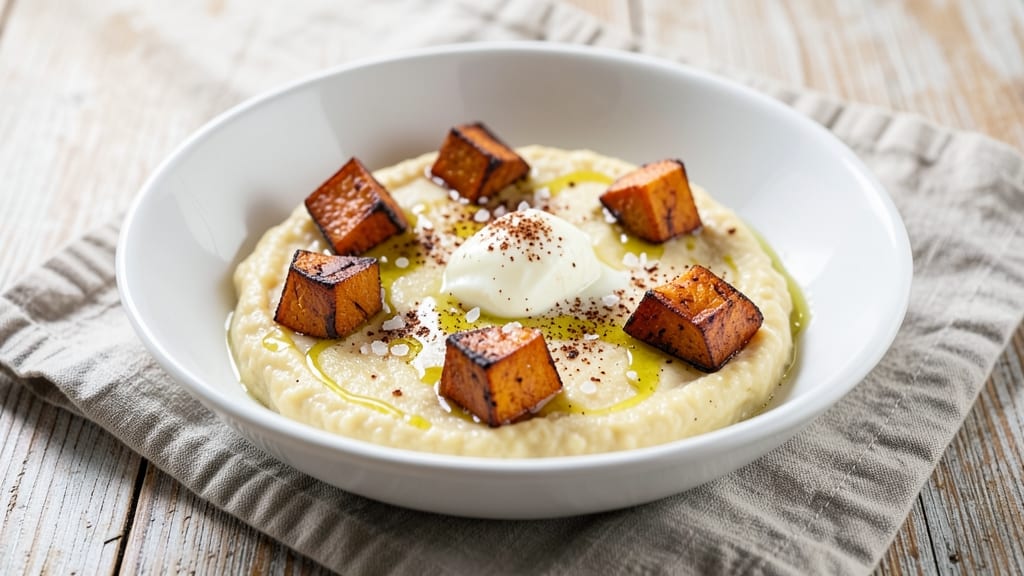 Sweet Potato Polenta Recipe: Creamy, Nutty Base With Charred Sweet Potato Topping